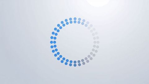 Rotating Blue-to-Gray Dotted Loading Ring on Minimal Light Canvas