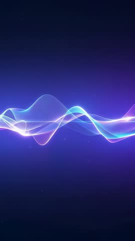 Vertical loop playing neon mesh waves morphing across deep navy backdrop for ambient mood