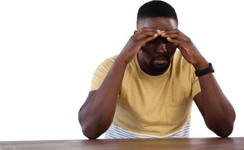 worried man sitting at table transparent background - Download Free Stock Videos Pikwizard.com