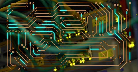 Digital Circuit Board Overlay on Data Server Room - Download Free Stock Images Pikwizard.com