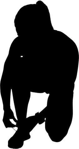 Transparent Silhouette of Woman Tying Shoelaces