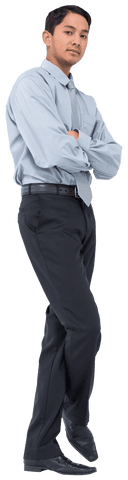 Confident Biracial Businessman Standing Isolated on Transparent Background