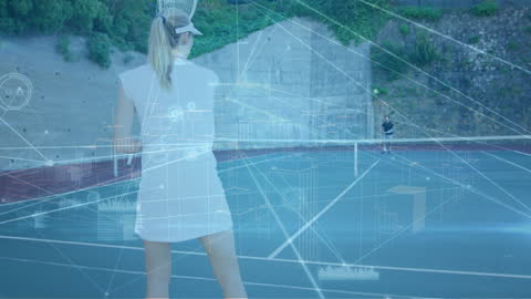 Digital Interface Overlay on Tennis Players
