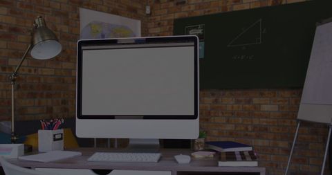 Modern Workspace with Computer Screen and Office Supplies - Download Free Stock Images Pikwizard.com