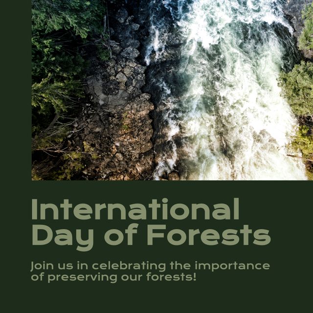 International Day of Forests Celebration with Waterfall and Forests - Download Free Stock Templates Pikwizard.com