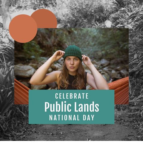 Woman Hiking by Creek Celebrating Public Lands National Day