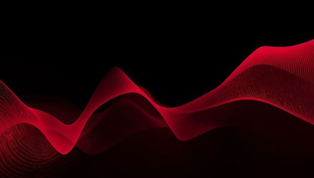 Vibrant Red Waveform on Black Background in Digital Art