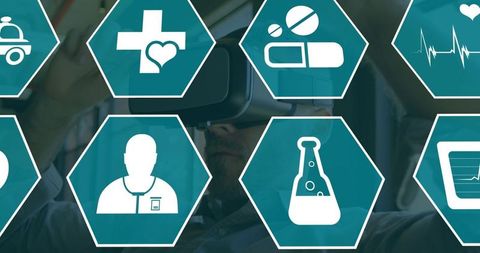 Virtual Reality Medical Technology with Interactive Healthcare Icons