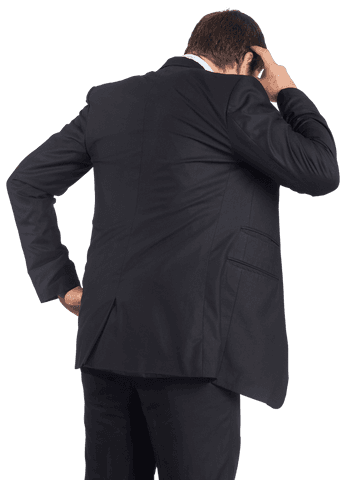 Thoughtful Caucasian Businessman Scratching Head on Transparent Background