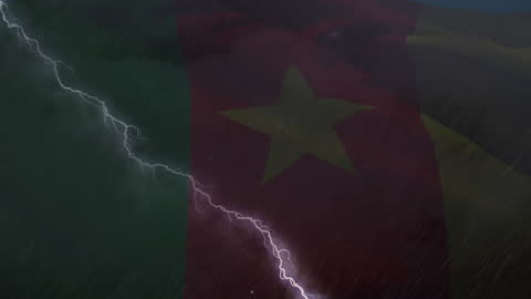 Chile Flag Overlaying Storm with Lightning Bolt