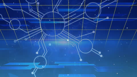 Digital Network Connections in Abstract High-Tech Grid
