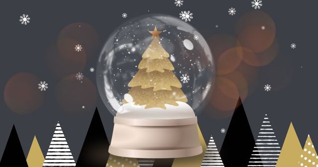 Charming Snow Globe with Christmas Tree Amid Snowfall - Download Free Stock Images Pikwizard.com