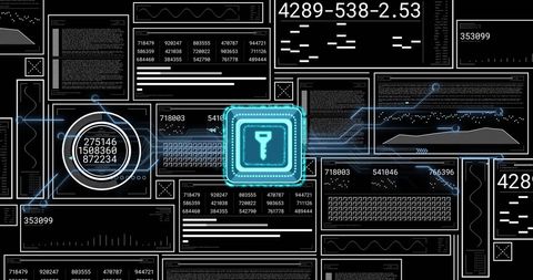 Cyber Security Interface with Key Icon and Data Analytics - Download Free Stock Images Pikwizard.com