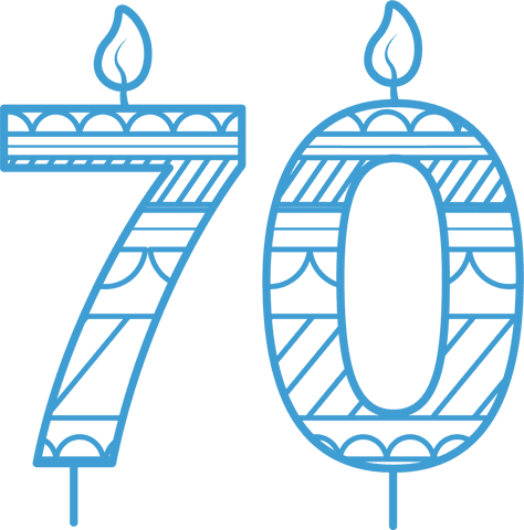 blue 70 birthday candles with decorative pattern on transparent background - Download Free Stock Videos Pikwizard.com