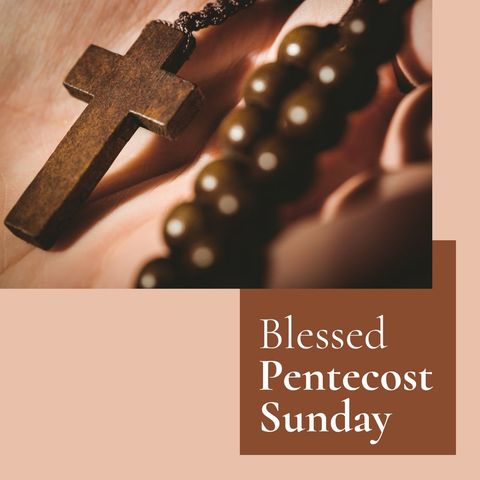Christian rosary beads celebrating pentecost sunday