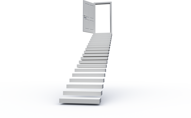 Transparent White Staircase Leading to an Open Door for Opportunity and Change - Download Free Stock Videos Pikwizard.com