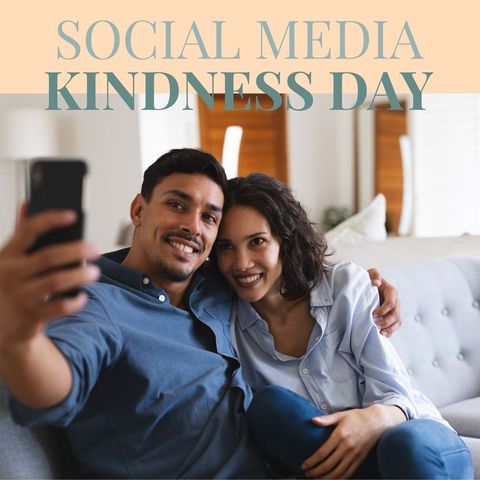 Couple Celebrating Social Media Kindness Day with a Selfie - Download Free Stock Templates Pikwizard.com