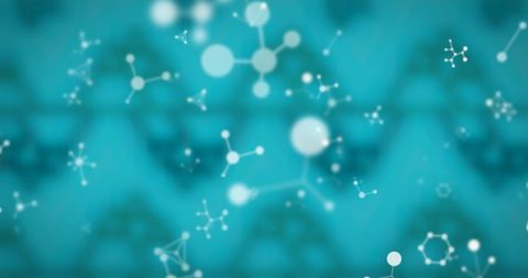 Abstract molecule structure on blue background for scientific concept