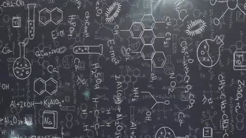 Chalkboard Filled with Intricate Chemistry Formulas and Molecules