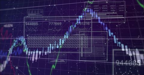 Virtual Financial Dashboard Visualizing Candlestick Charts, Line Graphs and Analytics