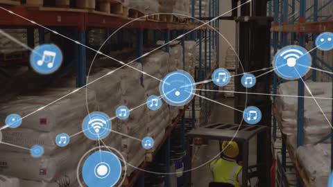 Futuristic Warehouse Connectivity Concept with Forklift