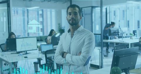 Confident Businessman Analyzing Digital Data in Modern Office - Download Free Stock Images Pikwizard.com