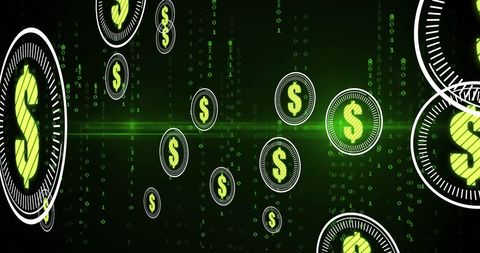 Digital Dollar Icons Among Binary Code for Financial Computing - Download Free Stock Images Pikwizard.com