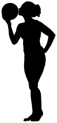 Silhouette of woman kissing sports ball on transparent background