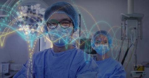 Surgeons Analyzing Medical Data in Operating Room
