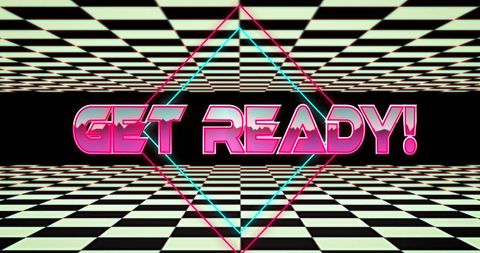 Vibrant retro futuristic get ready design