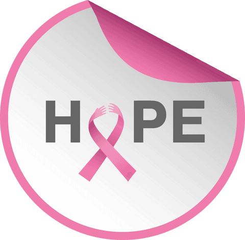 Hope symbol on pink transparent sticker for health and support