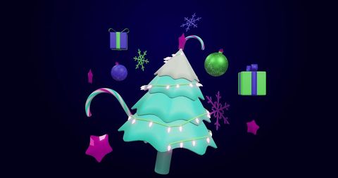 Whimsical 3D Christmas Tree with Festive Decorations