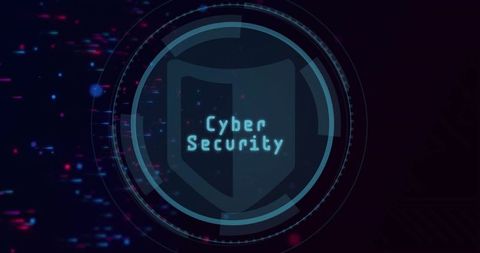 Futuristic Cyber Security Shield Interface with Glitch Effects