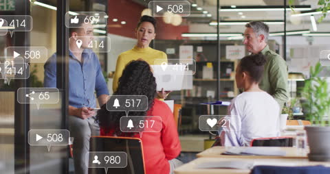 Social Media Concept in Office Meeting with Diverse Team