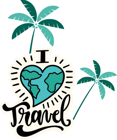 inspirational travel design with globe heart and palm trees on transparent background - Download Free Stock Videos Pikwizard.com