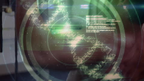 Digital DNA Strand with Futuristic Data Interface Overlay
