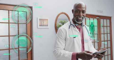 Futuristic Tech In Healthcare with African American Male Doctor