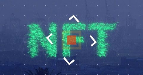 Futuristic NFT Symbol Energizing an Urban Cityscape