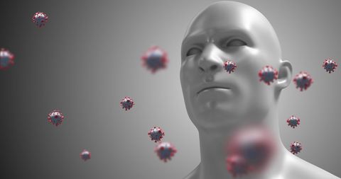 3D Coronavirus Cells Surrounding Human Mannequin Head - Download Free Stock Images Pikwizard.com