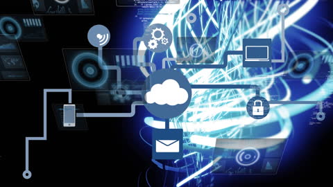 Digital Network Connectivity with Cloud Technology Icons