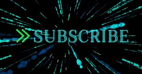 Glowing Neon Subscribe Text with Vibrant Digital Streaks