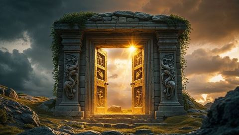 Mystical Ancient Stone Portal with Illumination - Download Free Stock Images Pikwizard.com