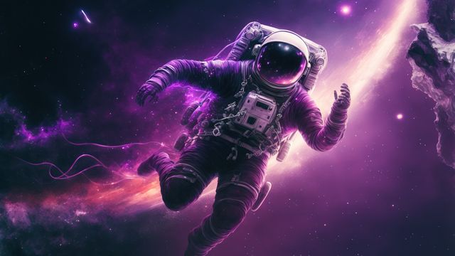 Astronaut floating in space with cosmic background - Download Free Stock Videos Pikwizard.com