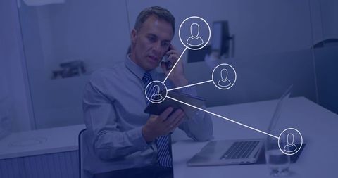 Businessman Engaged with Digital Communication on Smartphone - Download Free Stock Images Pikwizard.com