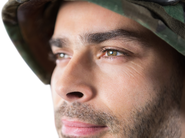 Close-up of Thoughtful Military Man in Transparent Background - Download Free Stock Videos Pikwizard.com