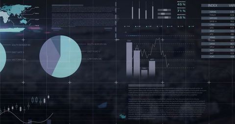 Digital Interface with Global Financial Data and Graphs - Download Free Stock Images Pikwizard.com