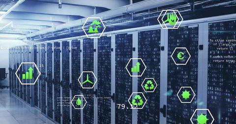 Sustainable Technology Concept Over Computer Servers - Download Free Stock Images Pikwizard.com