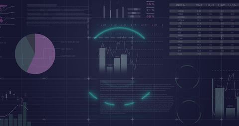Digital Financial Display with Graphs and Data Analysis - Download Free Stock Images Pikwizard.com