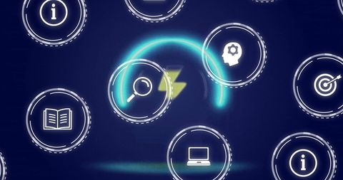 Digital and Communication Technology Concept Icons Overlay - Download Free Stock Images Pikwizard.com
