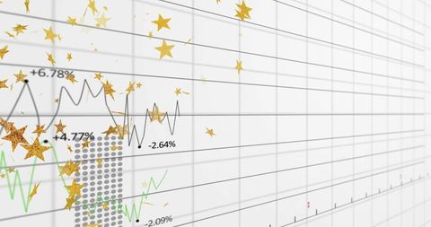 Financial chart with gold stars indicating success and growth